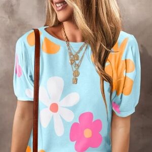 Light blue flower top